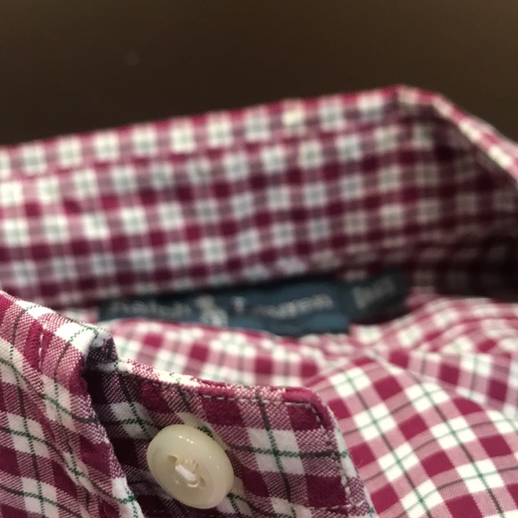 POLO RALPH LAUREN CLASSIC FIT DRESS SHIRT IN RED/PLUM  16 1/2 neck 36/37 sleeve - Picture 3 of 6